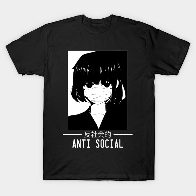 Japanese Anime Mangan Girls Wearing Mask Anti Social Quarantine T-Shirt by hardyhtud